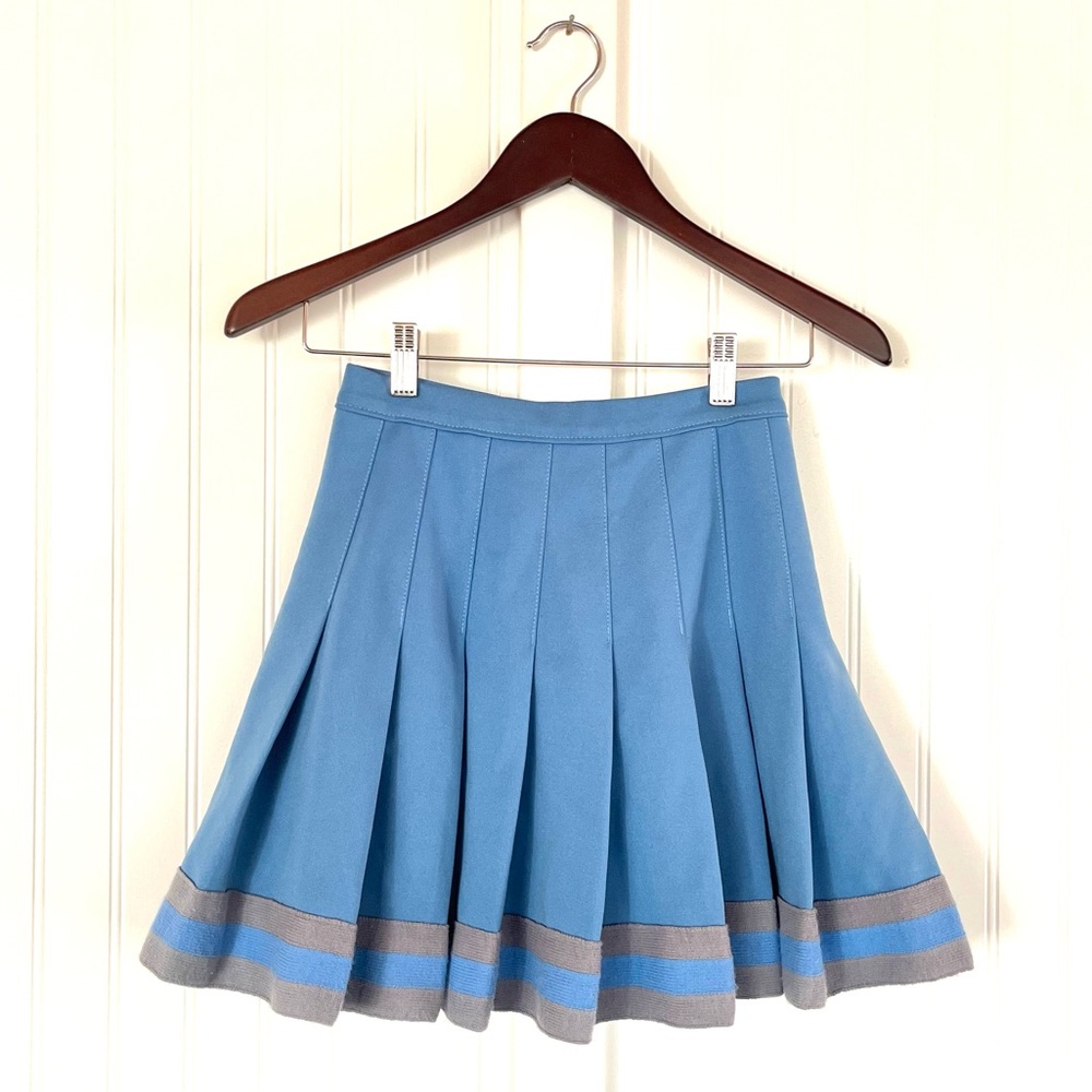 Vintage Cheerleading Skirt XS Pleated Short Gray Striped North Carolina Blue